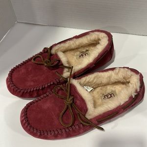 UGG Women's Red Suede Moccasin Slippers